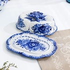 Маслёнка гжель «Ромашка», бело-синий,керамика, 14×25×8 см, - Фото 2