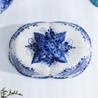 Маслёнка гжель «Ромашка», бело-синий,керамика, 14×25×8 см, - Фото 5