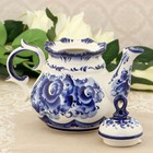 Чайник гжель «Анемон», бело-синий,керамика, 10×18×15 см, - Фото 2