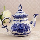 Чайник гжель «Анемон», бело-синий,керамика, 10×18×15 см, - Фото 5