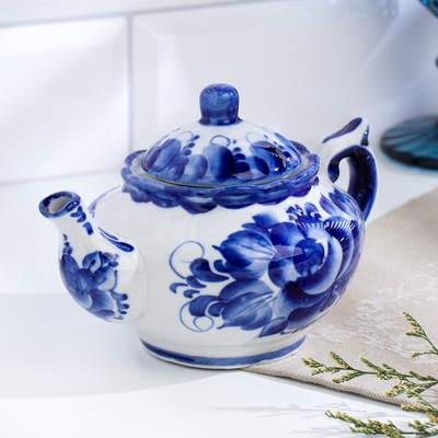 Чайник «Утро», 16×16×9 см, 300 мл, гжель