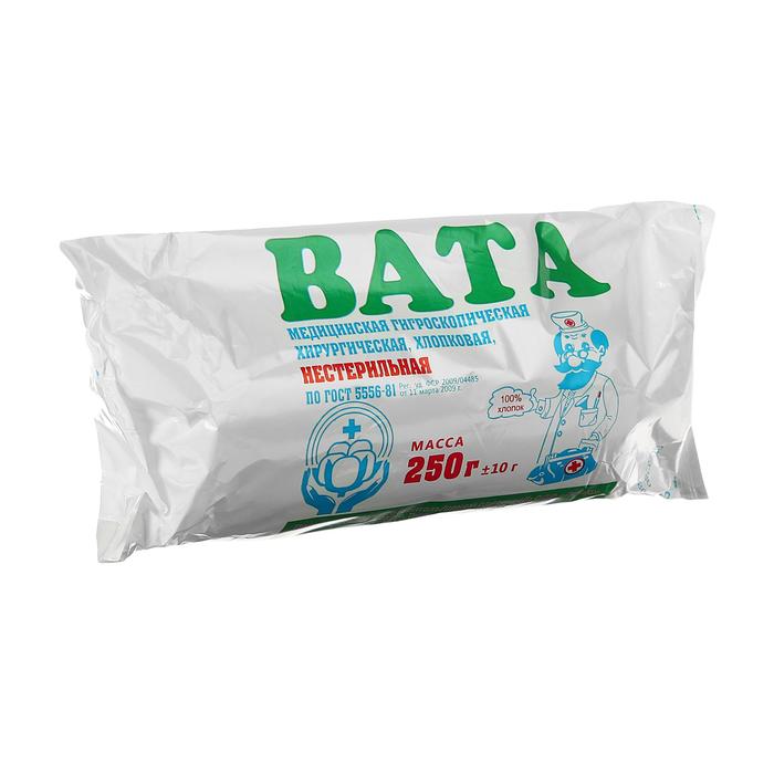 Вата хирургическая нестерильная ГОСТ 5556-81 250 г. - Фото 1