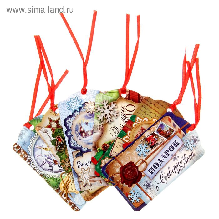 Шильдик декоративный в наборе «Новогодний», 5 × 9 см - Фото 1