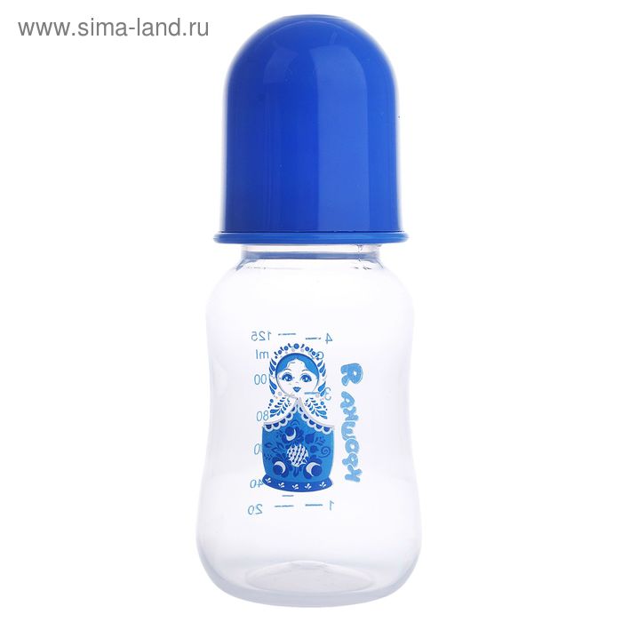 Бутылочка для кормления «Матрёшка расписная», 125 мл, от 0 мес., цвет синий - Фото 1