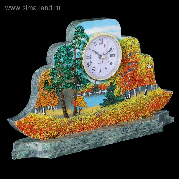 Часы "Наполеон. Осень" 27х15х4 см, каменная крошка, змеевик - Фото 1