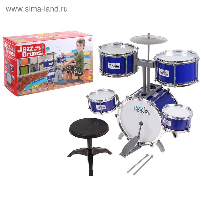 Барабанная установка "Джаз", 5 барабанов, 1 тарелка, стульчик - Фото 1