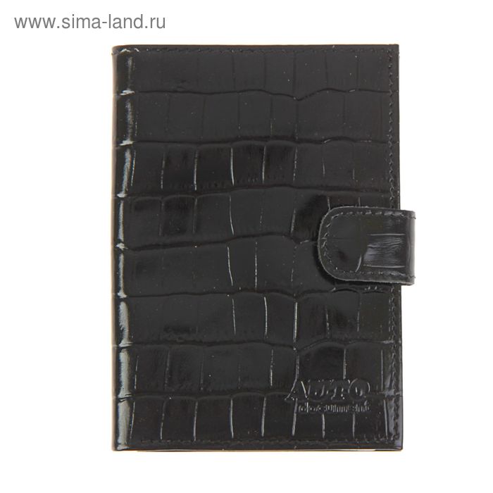 Обложка для паспорта и автодокументов, крокодил, цвет чёрный - Фото 1