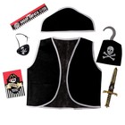 Карнавальный костюм «Пират», 6 предметов: шляпа, жилетка, наглазник, кортик, крюк, кодекс - фото 9845271