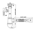 Сифон для раковины "АНИ Пласт" C1315, 1 1/4" х 50 мм , отвод стир. машины, гофра 40x40/50 мм 1196996