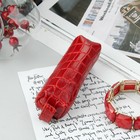 Ключница на молнии, металлическое кольцо, красный крокодил - Фото 2