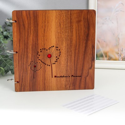 Фотоальбом на кольцах 30 листов «Сердечные одуванчики», с уголками, 26×26×2 см