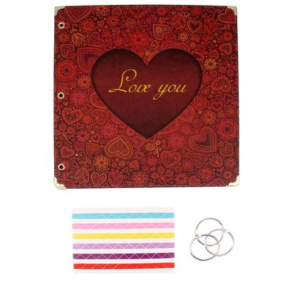 Фотоальбом 30 листов "Любовь" (уголки+кольца) 26х27х2 см