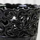 Ваза керамика резной цветок черная 12*22,5 см - Фото 2