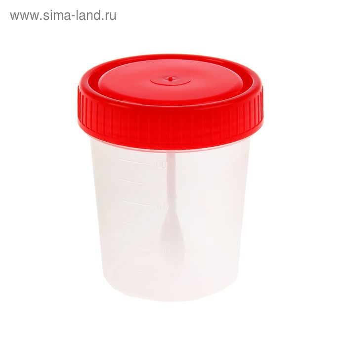 Контейнер для анализов стерильный с ложкой, 60 мл - Фото 1