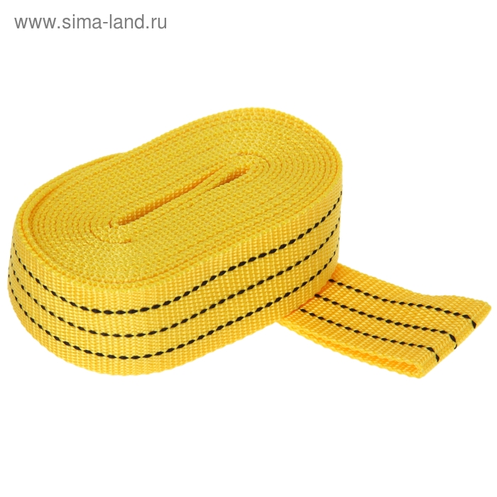 Трос-лента буксировочный TORSO premium, 5 м, 5 т, без крюков, в пакете, жёлтый - Фото 1