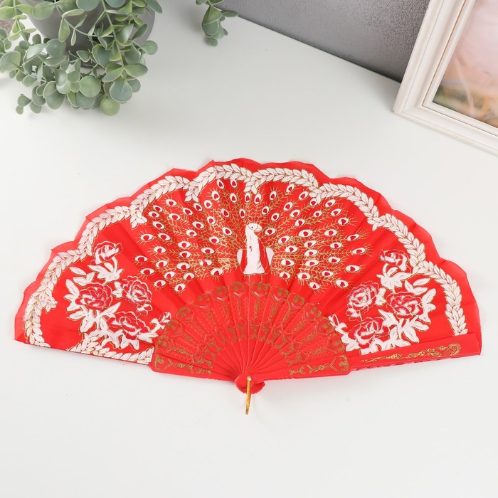 Веер складной h=23 см «Узор», цвет и рисунок: МИКС