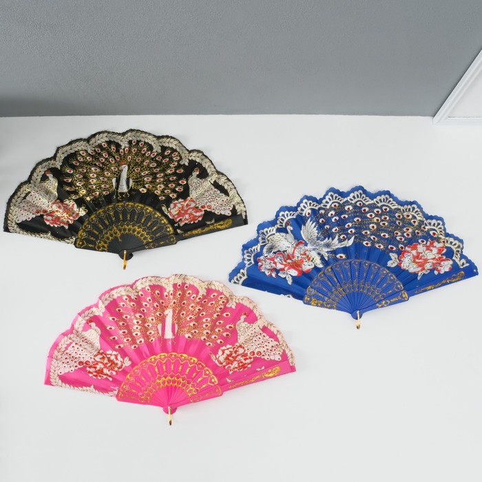 Веер складной h=23 см «Узор», цвет и рисунок: МИКС - Фото 1