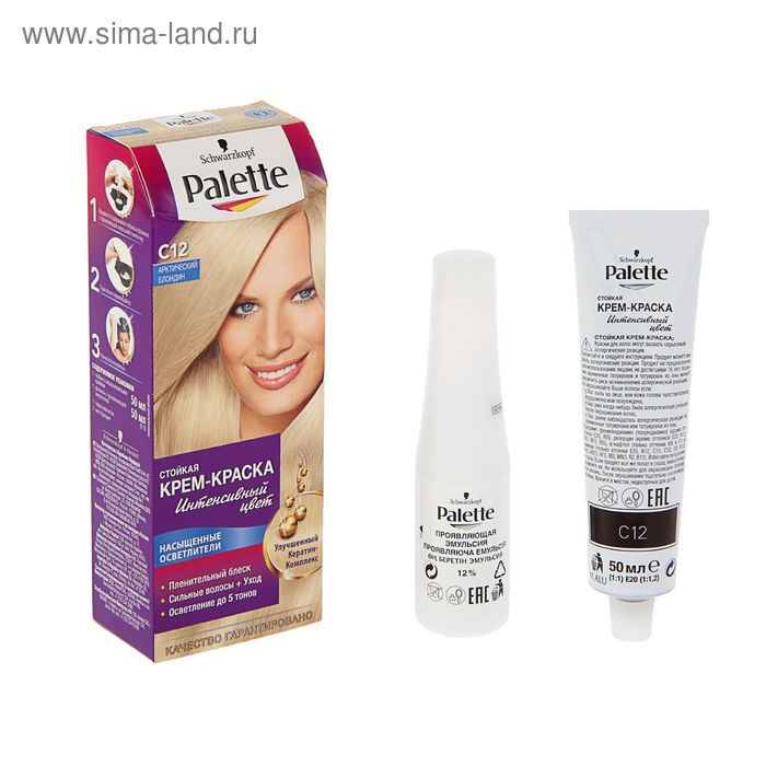 Крем-краска для волос PALETTE C12 Арктический Блондин, 50 мл - Фото 1