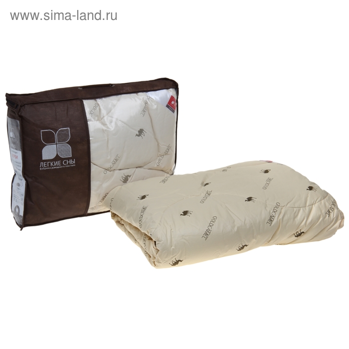 Одеяло стеганое Верби 110x140 см легкое 200 гр/м, верблюжья шерсть, тик беж - Фото 1