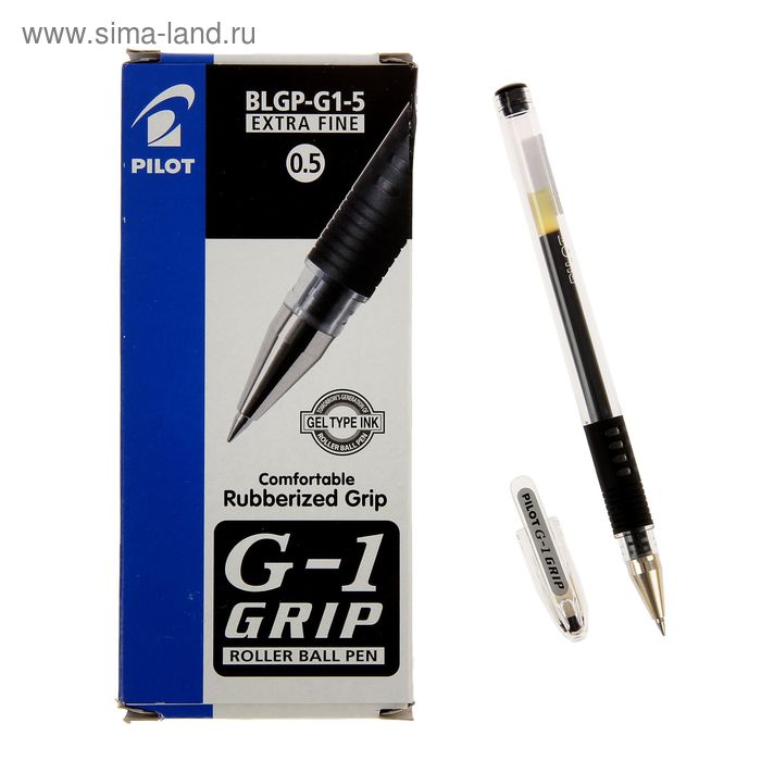 Ручка гелевая Pilot G1 Grip, узел 0.5 мм, чернила чёрные, резиновый упор - Фото 1
