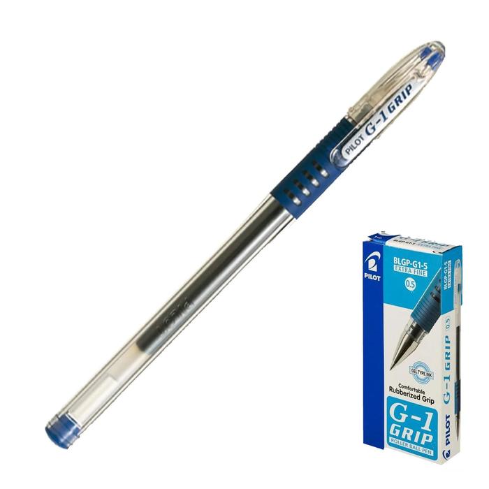Ручка гелевая Pilot G1 Grip, узел 0.5 мм, чернила синие, резиновый упор - Фото 1