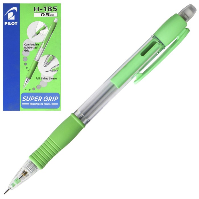 Карандаш механический Pilot Super Grip, 0.5 мм, резиновый упор, светло-зелёный - Фото 1