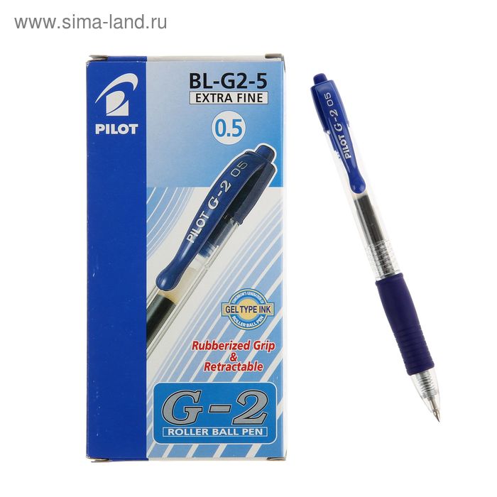 Ручка гелевая автоматическая Pilot G2, узел 0.5 мм, чернила синие, резиновый упор - Фото 1