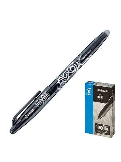 Стираемая ручка Pilot. Frixion, гелевая, чёрный стержень BL-FR-7 (B), узел 0.7 мм