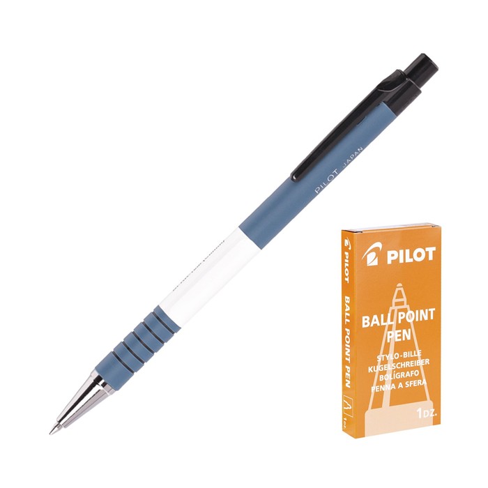 Ручка шариковая автоматическая Pilot, узел 0,7 мм, чернила синие масляная основа, корпус Soft Touch, корпус синий - Фото 1