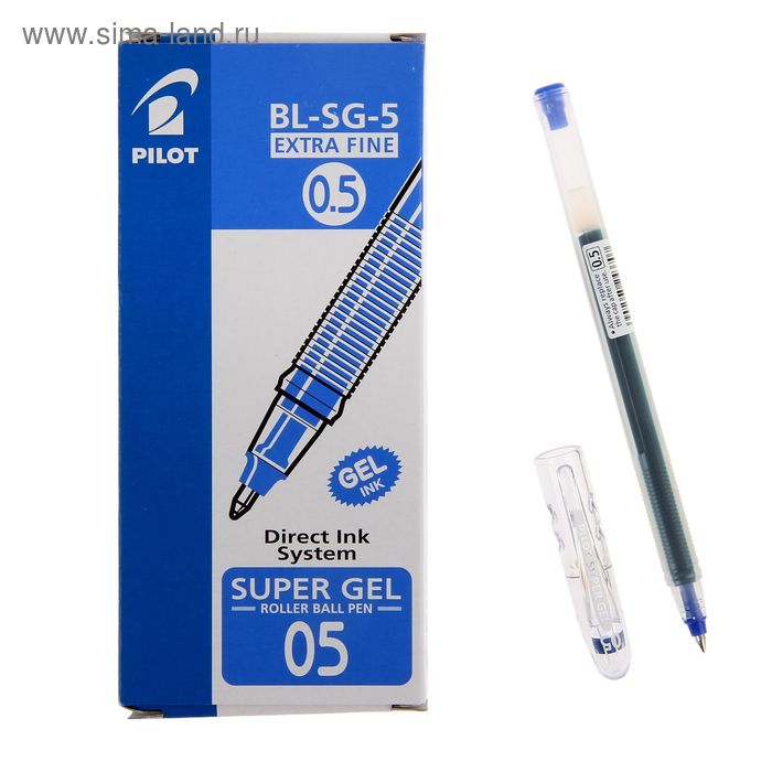 Ручка гелевая Pilot Super Gel 0.5 мм стержень синий, одноразовая - Фото 1