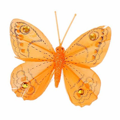 Магнит перо "Яркая бабочка со стразами" МИКС 8х6 см