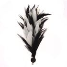 Карнавальное перо, зажим + значок, цвет чёрно-белый - Фото 1