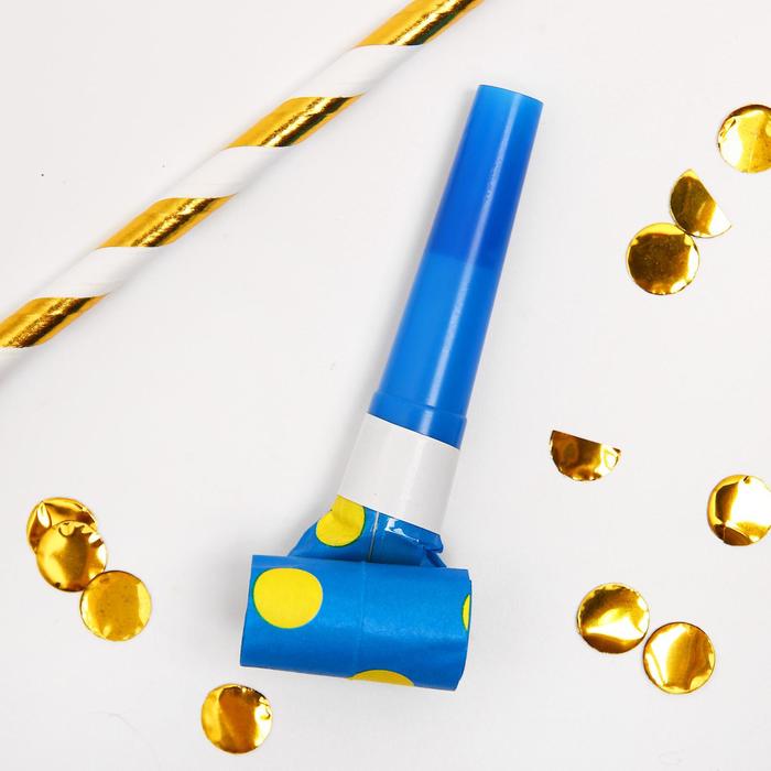 Дудка язычок «Горох», набор 6 шт., синий - Фото 1