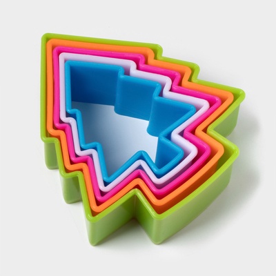 Формы для печенья новогодние Доляна «Ёлочка», набор 5 шт., пластик, разноцветные