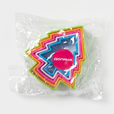 Формы для печенья новогодние Доляна «Ёлочка», набор 5 шт., пластик, разноцветные