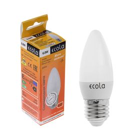 Лампа светодиодная Ecola "свеча", E27, C37, 6 Вт, 4000 K, 101x37 мм, дневной белый