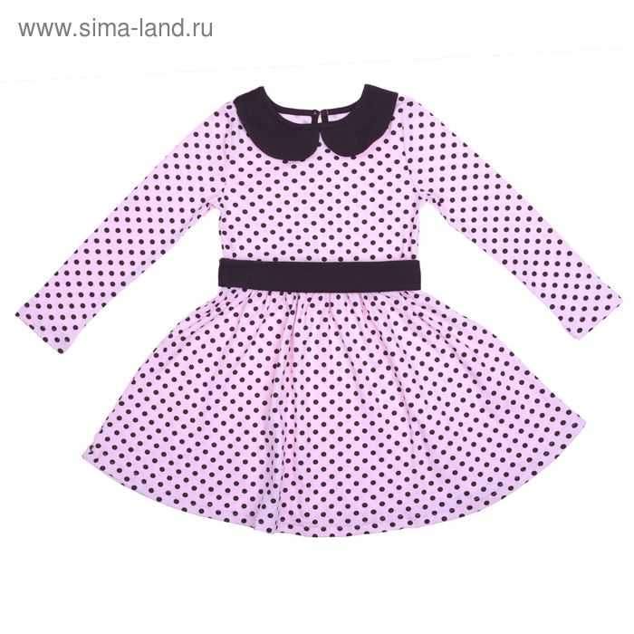 Платье для девочки "Осенний блюз", рост 128 см (64), цвет шоколадный/розовый, принт горошек (арт. ДПД854067н_Д) - Фото 1