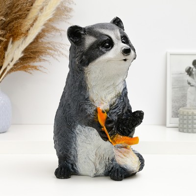 Копилка для денег «Енот с рыбкой», гипс, 20×22×36 см