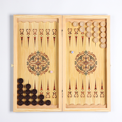 Нарды "Медведь", деревянная доска 50 х 50 см, с полем для игры в шашки