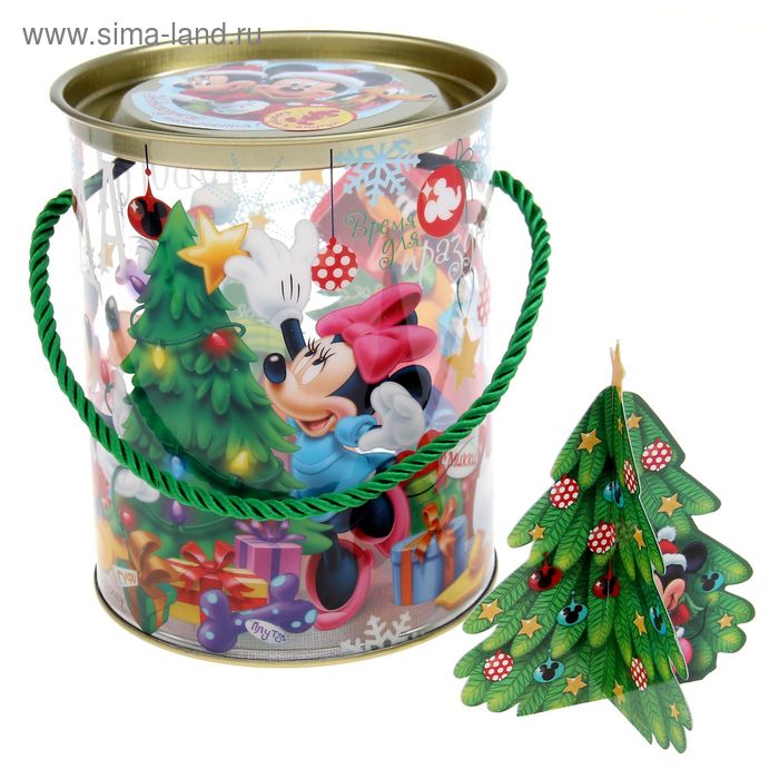 Коробка-тубус подарочная "Веселого Нового года!", Микки Маус, + бонус - Фото 1