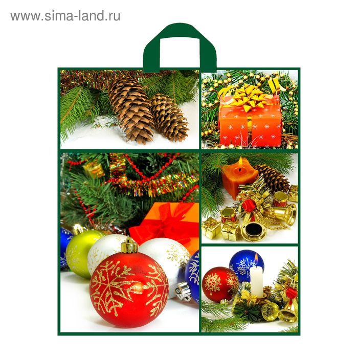 Пакет "Зеленый коллаж", полиэтиленовый с петлевой ручкой, 42х38 см, 37 мкм - Фото 1