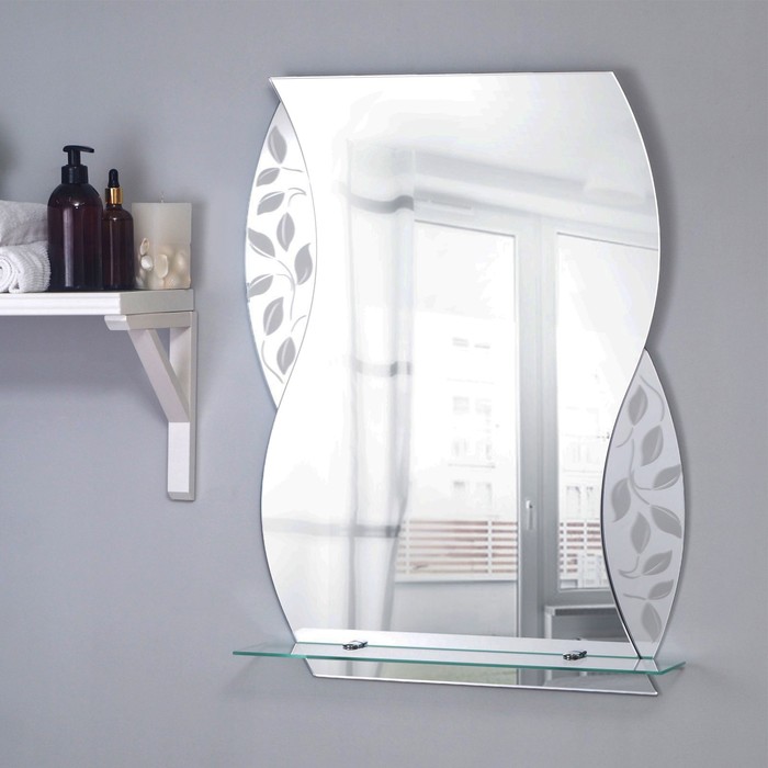 Зеркало «Агата», настенное, с полочкой, 53×68 cм - фото 1906798791