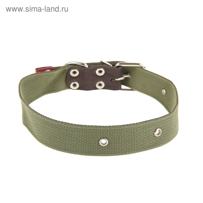 Ошейник брезентовый однослойный, 70 х 3,5 см, ОШ 30-55 см, тёмно-зелёный - Фото 1