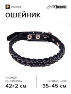 Ошейник плетёный, 42×2 см, ОШ 35-45 см, кожа, цвет МИКС - Фото 1