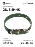 Ошейник брезентовый однослойный, 52×2 см, ОШ 25-45 см, тёмно-зелёный - Фото 1