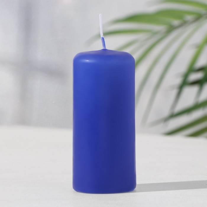 Свеча - цилиндр, 4х9 см, 11 ч, 90 г, синий - Фото 1