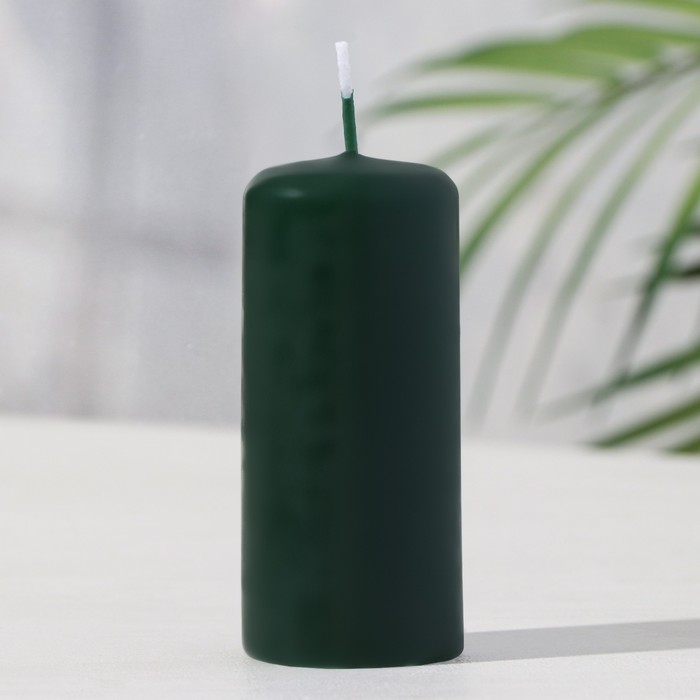 Свеча - цилиндр, 4х9 см, 11 ч, 90 г, темно-зеленая