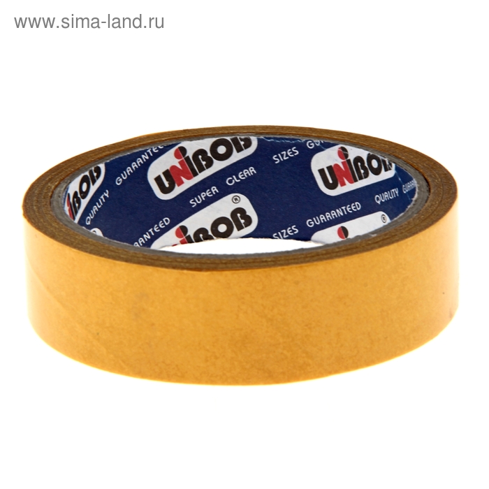 Клейкая лента UNIBOB, двусторонняя, прозрачная основа, 25 мм × 10 м - Фото 1