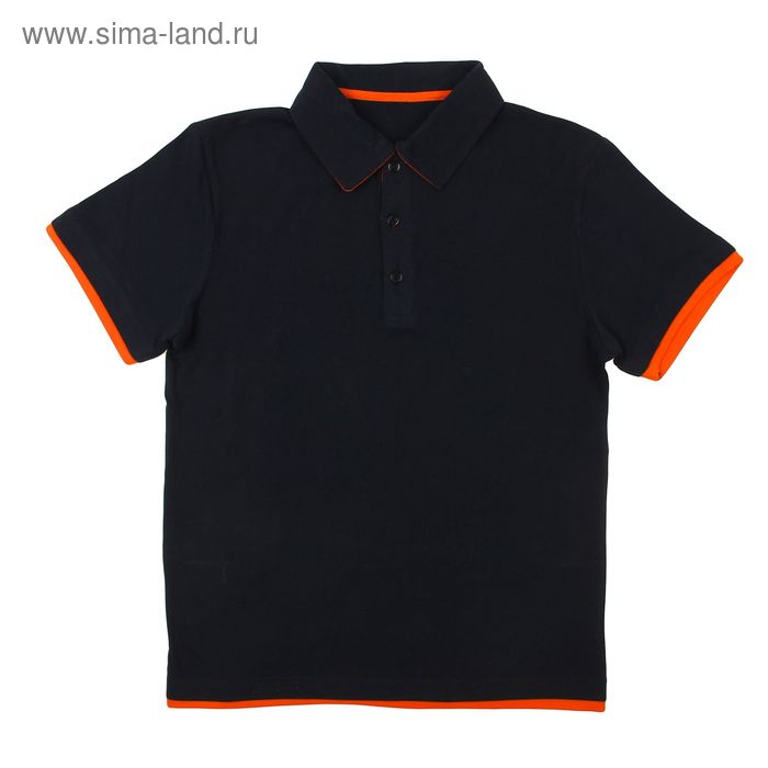 Мужская футболка поло 92% х/б, 8%лайкра, син.-оранж., размер XXL - Фото 1