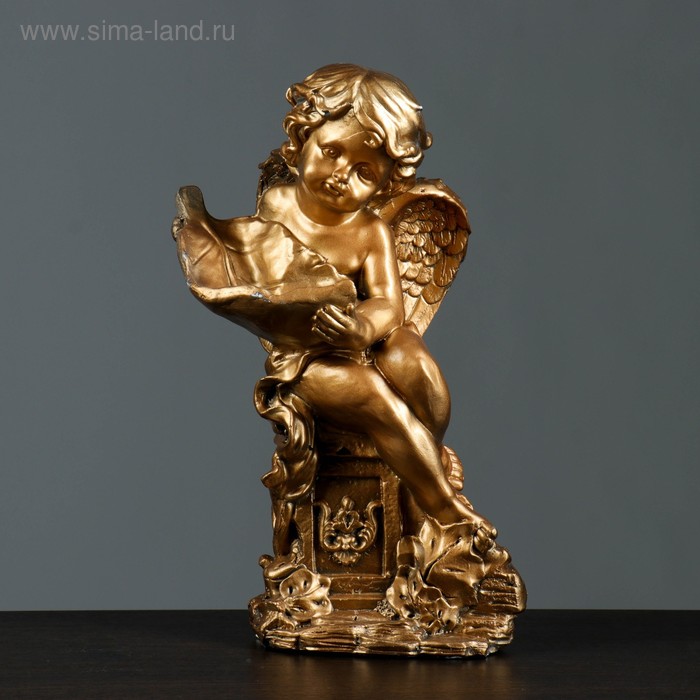Фигура "Ангел с листком" бронза 16х24х40см - Фото 1